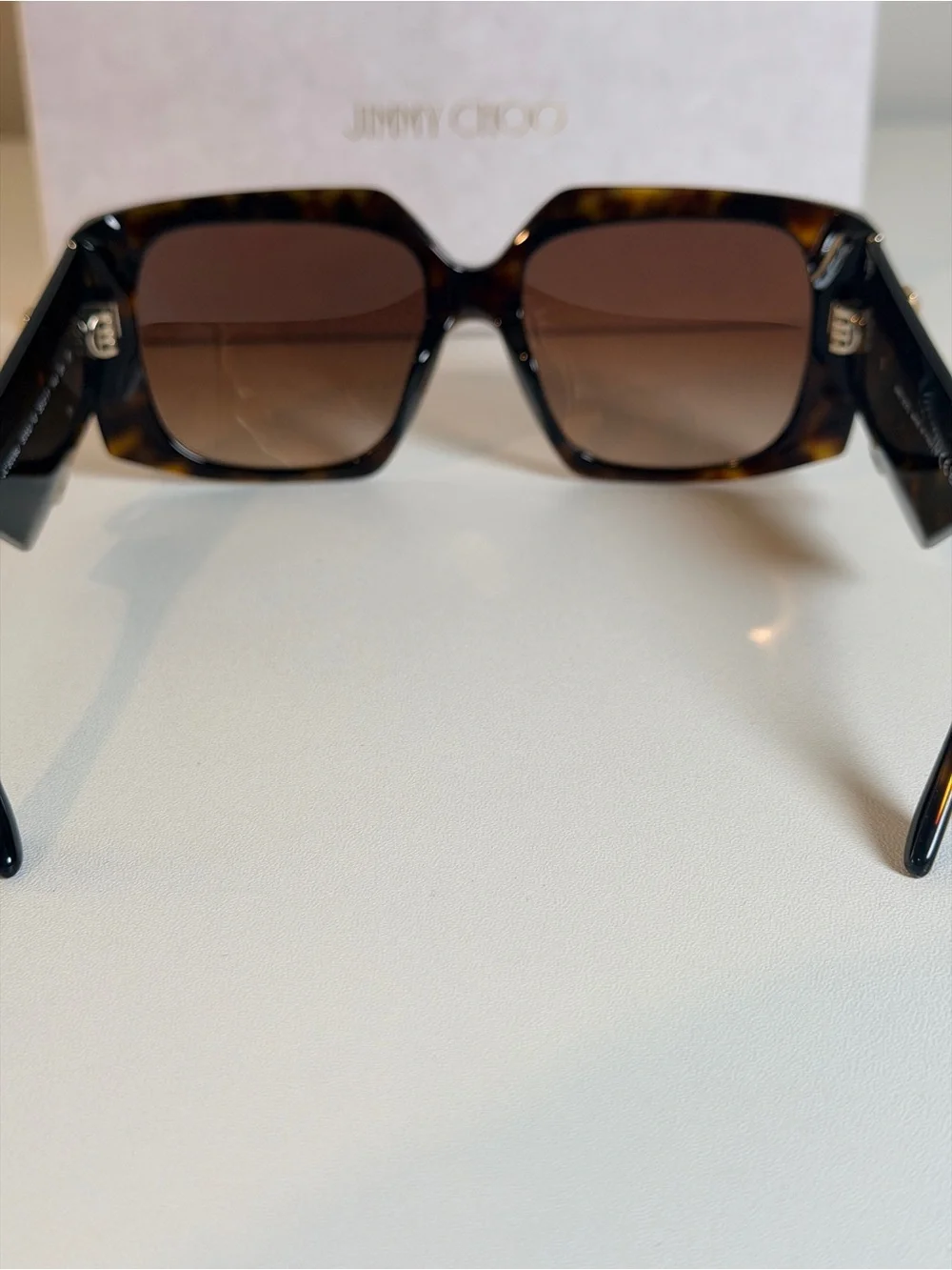 Jimmy Choo Tortoiseshell Square Sunglasses with Brown Gradient Lenses- New